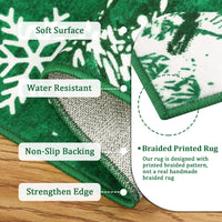 Garvee Christmas 5x7 Area Rug, Green Snowflake Christmas Tree Rugs for Living Room Washable, Bedroom Throw Rugs Non Slip, Soft Low Pile Floor Carpet for Kitchen Dining Room Christmas Decorations