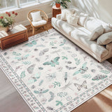 Garvee Large Living Room Rugs 10x13 Ultra-Soft Modern Floral Insect Accent Rug Beige Non-Slip Washable - Beige