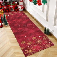 Garvee Christmas Snowflake Red 2x8 Feet Washable Foldable Non-Slip Rug (Low Pile), Pet & Child Friendly Carpet for Living Room, Bedroom Holiday Decoration
