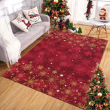 Garvee Christmas Snowflake Red 8x10 Feet Washable Foldable Non-Slip Rug (Low Pile), Pet & Child Friendly Carpet for Living Room, Bedroom Holiday Decoration - Red