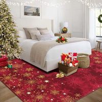 Garvee Christmas Snowflake Red 8x10 Feet Washable Foldable Non-Slip Rug (Low Pile), Pet & Child Friendly Carpet for Living Room, Bedroom Holiday Decoration