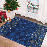 Garvee Christmas Snowflake Blue 2x3 Feet Washable Foldable Non-Slip Rug (Low Pile), Pet & Child Friendly Carpet for Living Room, Bedroom Holiday Decoration - Blue