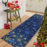Garvee Christmas Snowflake Blue 2x6 Feet Washable Foldable Non-Slip Rug (Low Pile), Pet & Child Friendly Carpet for Living Room, Bedroom Holiday Decoration - Blue