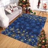 Garvee Christmas Snowflake Blue 8x10 Feet Washable Foldable Non-Slip Rug (Low Pile), Pet & Child Friendly Carpet for Living Room, Bedroom Holiday Decoration - Blue
