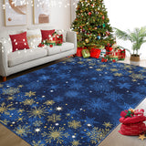 Garvee Christmas Snowflake Blue 6x9 Feet Washable Foldable Non-Slip Rug (Low Pile), Pet & Child Friendly Carpet for Living Room, Bedroom Holiday Decoration - Blue