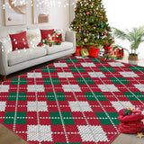 Garvee Christmas Red & Green 5x7 Plaid Rug Modern Holiday Doormat with Classic Checkered Design, Soft Machine Washable for Indoor Home - Red & Green