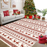 Garvee Christmas Red&White 8x10 Area Rug Washable Living Room Carpet Snowflake Holiday Decor Bedroom Rug Decorative Xmas Boho Non Slip Soft Low Pile Boho Carpet Dining Room Office Playroom - Red & White