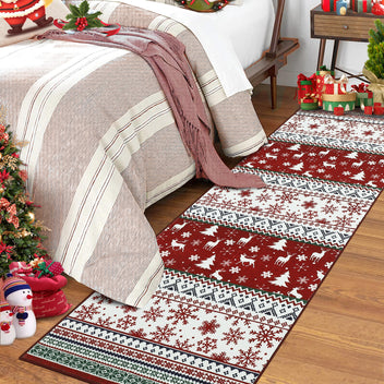 Garvee Christmas 2x8 Runner Rug Vintage Boho Medallion Non-Slip Washable Rubber Backing Low Pile Lightweight Foldable for Hallway Bedroom Kitchen