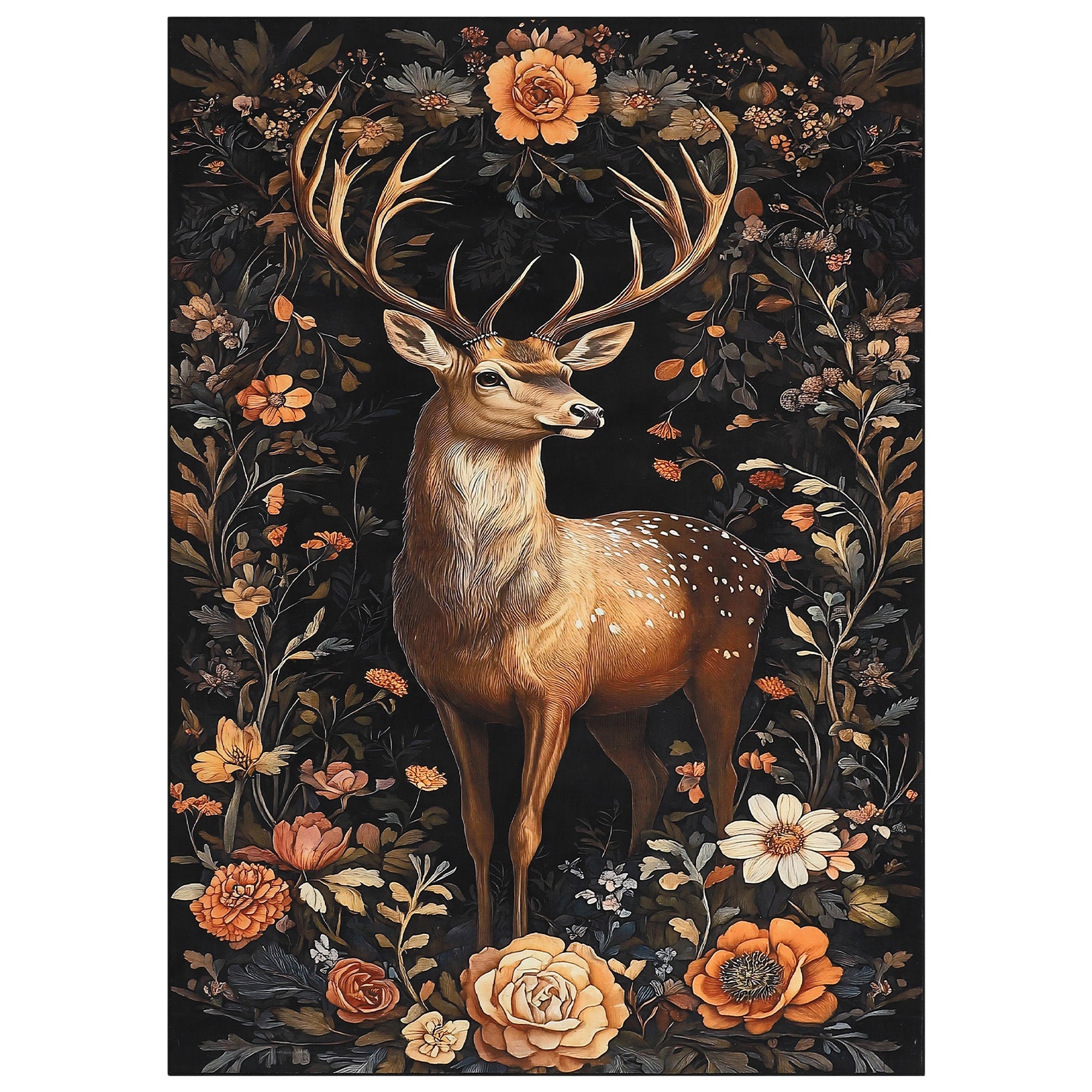 Garvee Christmas Black 5x7 Rugs, Washable Area Rug with Christmas Elk Statue for Bedroom, Living Room, Office, Red Ultra-Thin Non-Slip Carpet