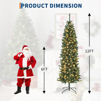 Garvee 12ft Christmas Tree, Prelit Artificial Pencil Xmas Tree with Dual-color LED Lights, Easy Assemble, Xmas Decor for Home Party Office Mall Holiday