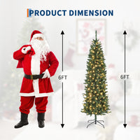 Garvee 6ft Christmas Tree, Prelit Artificial Pencil Xmas Tree with Dual-color LED Lights, Easy Assemble, Xmas Decor for Home Party Office Mall Holiday