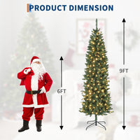 Garvee 9ft Christmas Tree, Prelit Artificial Pencil Xmas Tree with Dual-color LED Lights, Easy Assemble, Xmas Decor for Home Party Office Mall Holiday