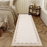 Garvee Scalloped Runner Rug 2x6 Non-Slip Washable Low-Pile Faux Wool Soft Beige Modern Indoor Entryway Laundry - Beige