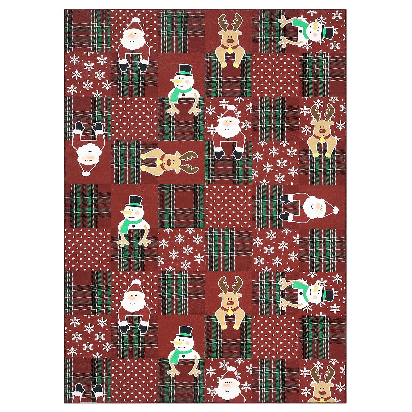 Garvee Christmas Living Room Area Rug Soft Santa Deer Snow Non-Slip Lightweight Foldable Large Red Nursery Bedroom Dining Room Playroom