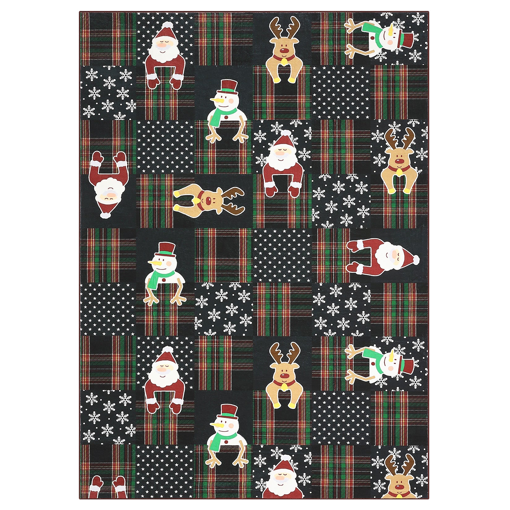 Garvee Christmas Area Rug 8x10 Low Pile Non-Slip Soft Plush Winter Holiday Santa Deer Snow Pattern Nursery Kids Room Dining Room