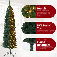 Garvee 9ft Christmas Tree, Prelit Artificial Pencil Xmas Tree with Dual-color LED Lights, Easy Assemble, Xmas Decor for Home Party Office Mall Holiday