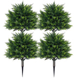 Gravee Artificial Cypress Topiary Outdoor Plants with Spike, Ever Green Planter Filler Indoor, UV Resistance Topiary Ball Trees with Ground Spike for Front Porch Garden(4PCS) - 4 PCS