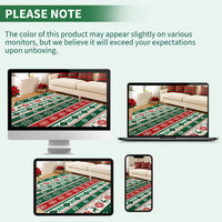 Garvee Christmas Rug 8x10 Green Non Slip Washable Polyester Reindeer Snowflake Print Living Room Nursery Bedroom Dining Room