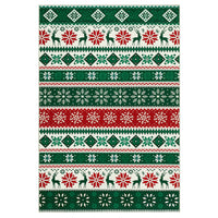 Garvee Christmas Rug 8x10 Green Non Slip Washable Polyester Reindeer Snowflake Print Living Room Nursery Bedroom Dining Room