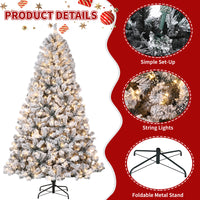 Garvee 4.5FT Pre-Lit Artificial Christmas Tree with 100 Warm White LEDs, Snow-Flocked 340 PVC Branches, Foldable Stand, Easy Assembly for Home Office