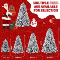 Garvee 4.5FT Pre-Lit Artificial Christmas Tree with 100 Warm White LEDs, Snow-Flocked 340 PVC Branches, Foldable Stand, Easy Assembly for Home Office