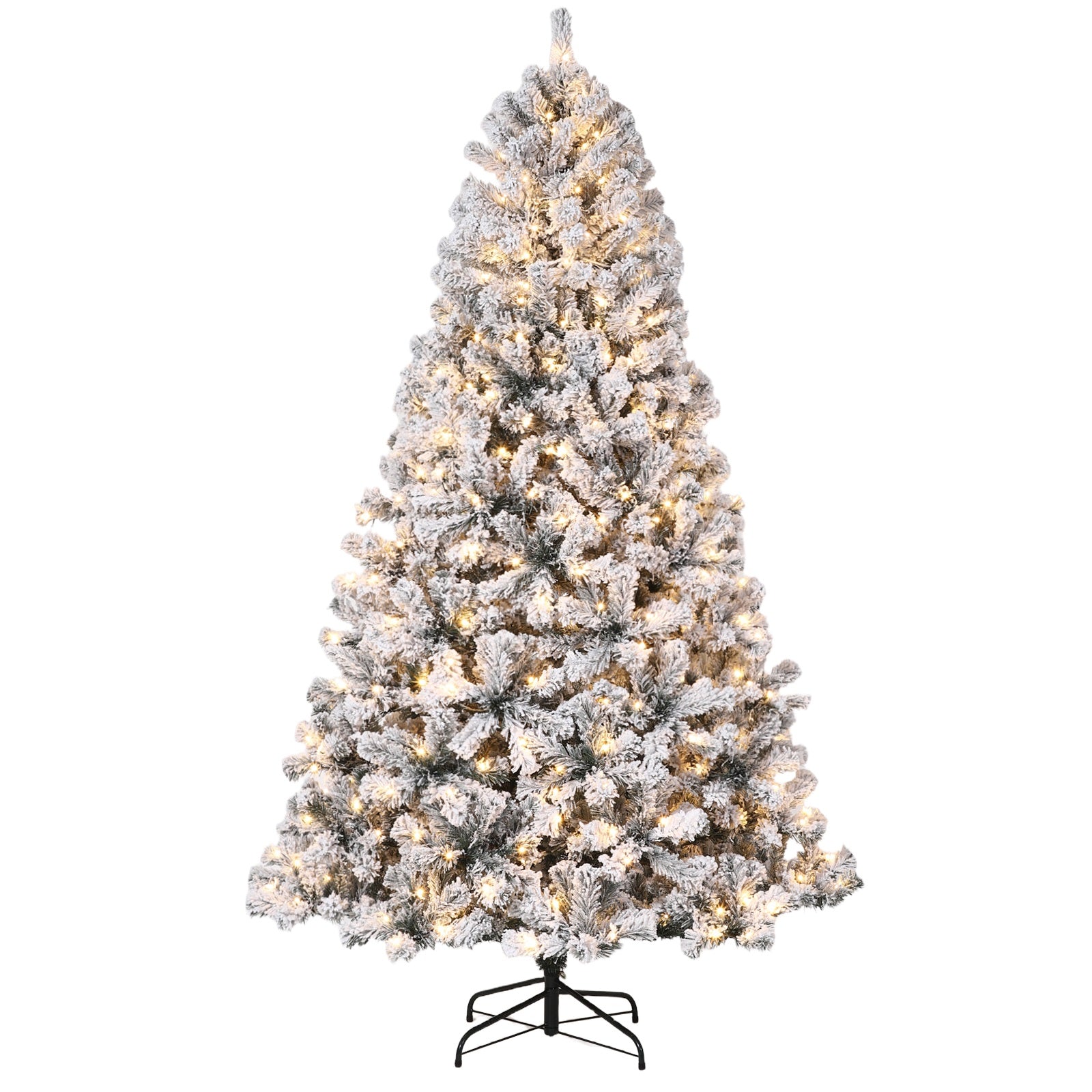 Garvee 4.5FT Pre-Lit Artificial Christmas Tree with 100 Warm White LEDs, Snow-Flocked 340 PVC Branches, Foldable Stand, Easy Assembly for Home Office