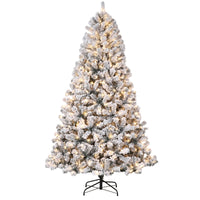 Garvee 4.5FT Pre-Lit Artificial Christmas Tree with 100 Warm White LEDs, Snow-Flocked 340 PVC Branches, Foldable Stand, Easy Assembly for Home Office