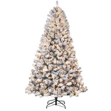 Garvee 4.5FT Pre-Lit Artificial Christmas Tree with 100 Warm White LEDs, Snow-Flocked 340 PVC Branches, Foldable Stand, Easy Assembly for Home Office