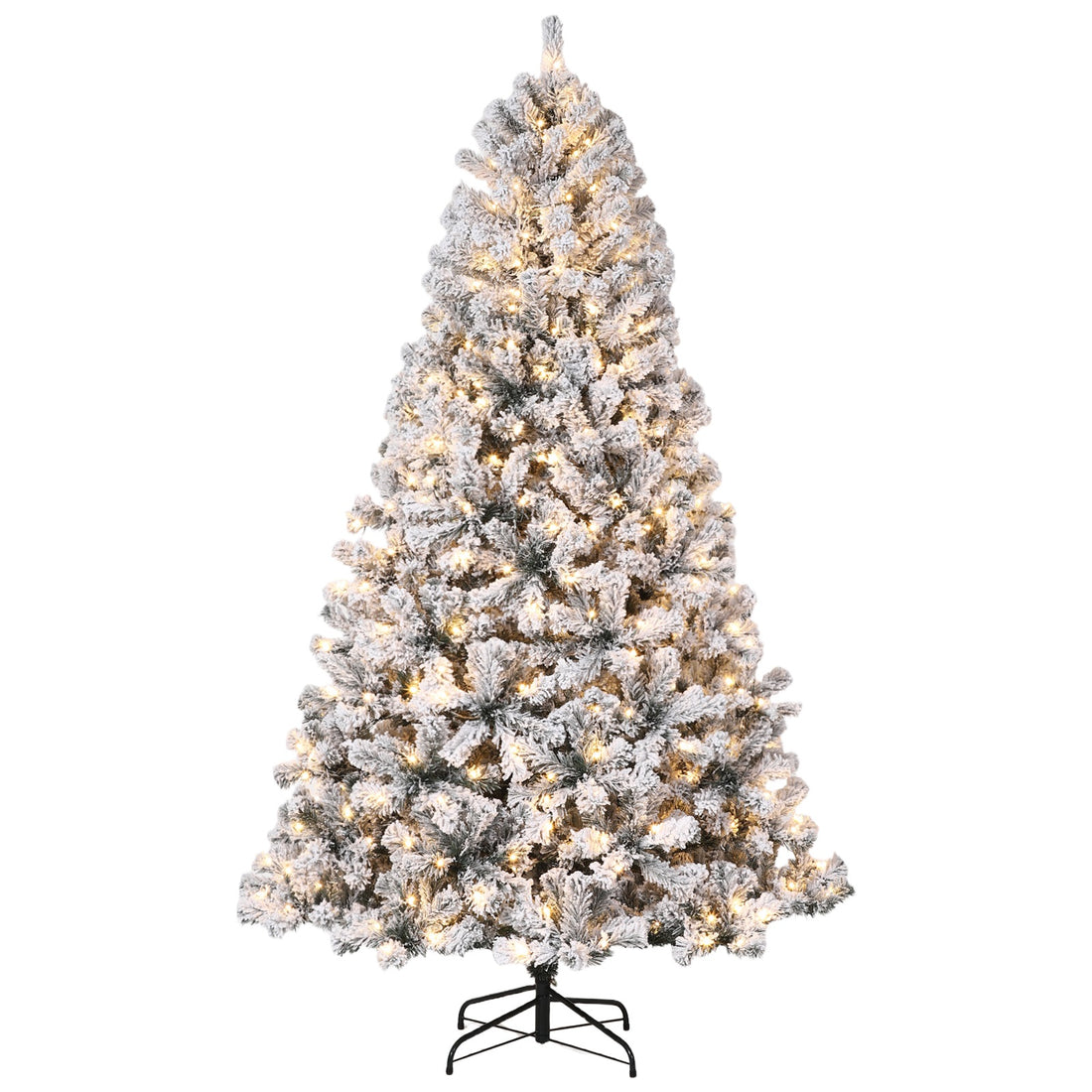 Garvee 6FT Pre-Lit Artificial Christmas Tree, 200 Warm White Led Lights, Snow Flocked Full Prelighted Xmas Tree for Home Office, 836 Branch Tips, Foldable Stand, Easy Assembly