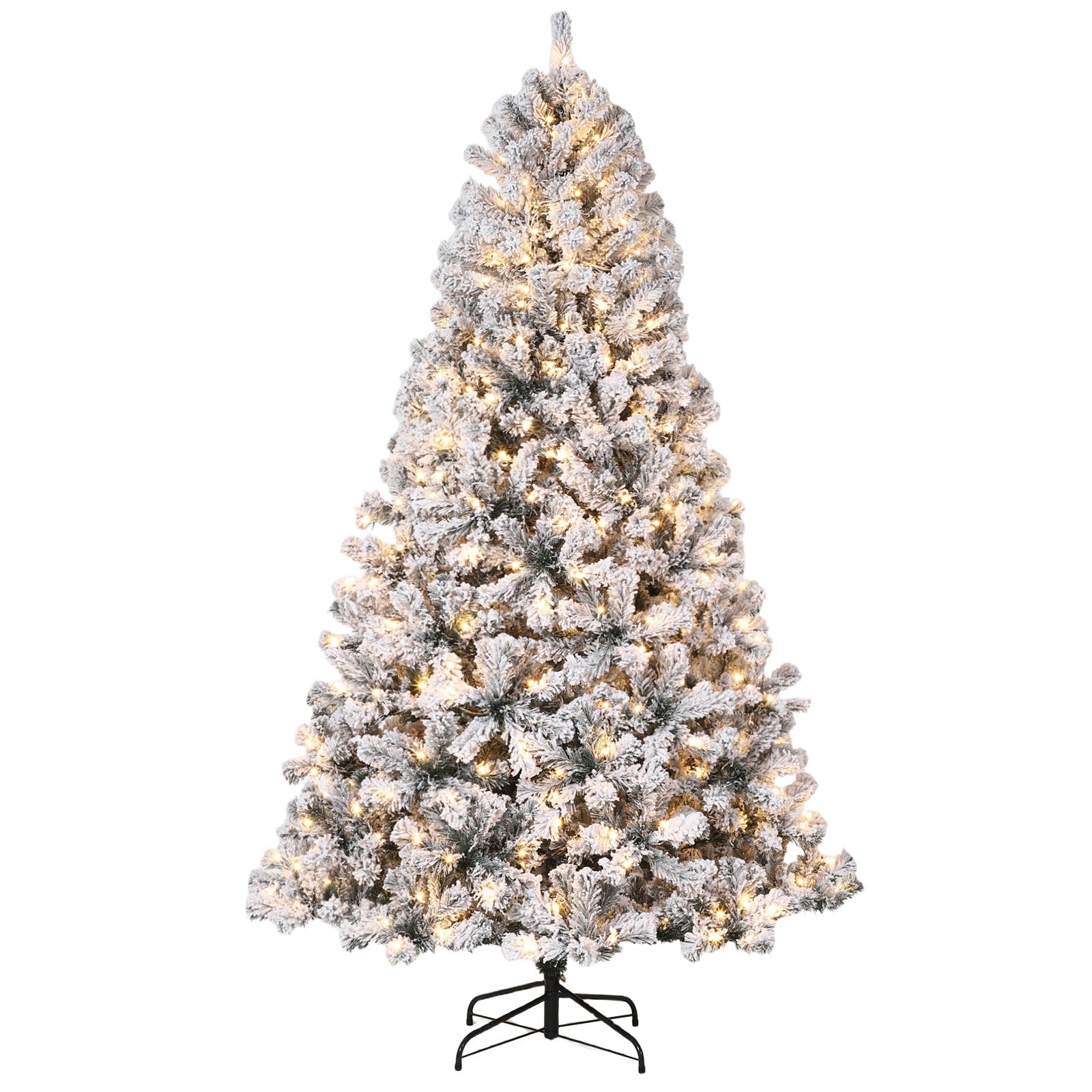 Garvee 7.5FT Pre-Lit Artificial Christmas Tree, 450 Warm White Led Lights, Snow Flocked Full Prelighted Xmas Tree for Home Office,1284 Branch Tips, Foldable Stand, Easy Assembly for Home Office