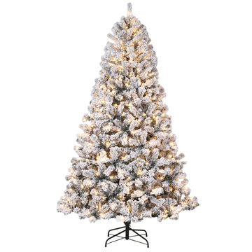 Garvee 7.5FT Pre-Lit Artificial Christmas Tree, 450 Warm White Led Lights, Snow Flocked Full Prelighted Xmas Tree for Home Office,1284 Branch Tips, Foldable Stand, Easy Assembly for Home Office