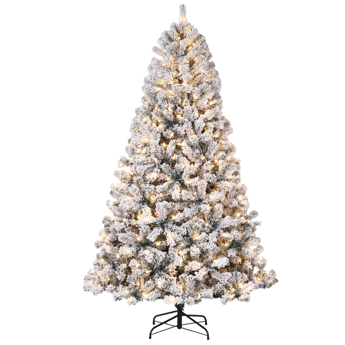 Garvee 9FT Pre-Lit Artificial Christmas Tree with 660 Warm White LEDs, Snow-Flocked 2096 PVC Branches, Foldable Stand, Easy Assembly for Home Office