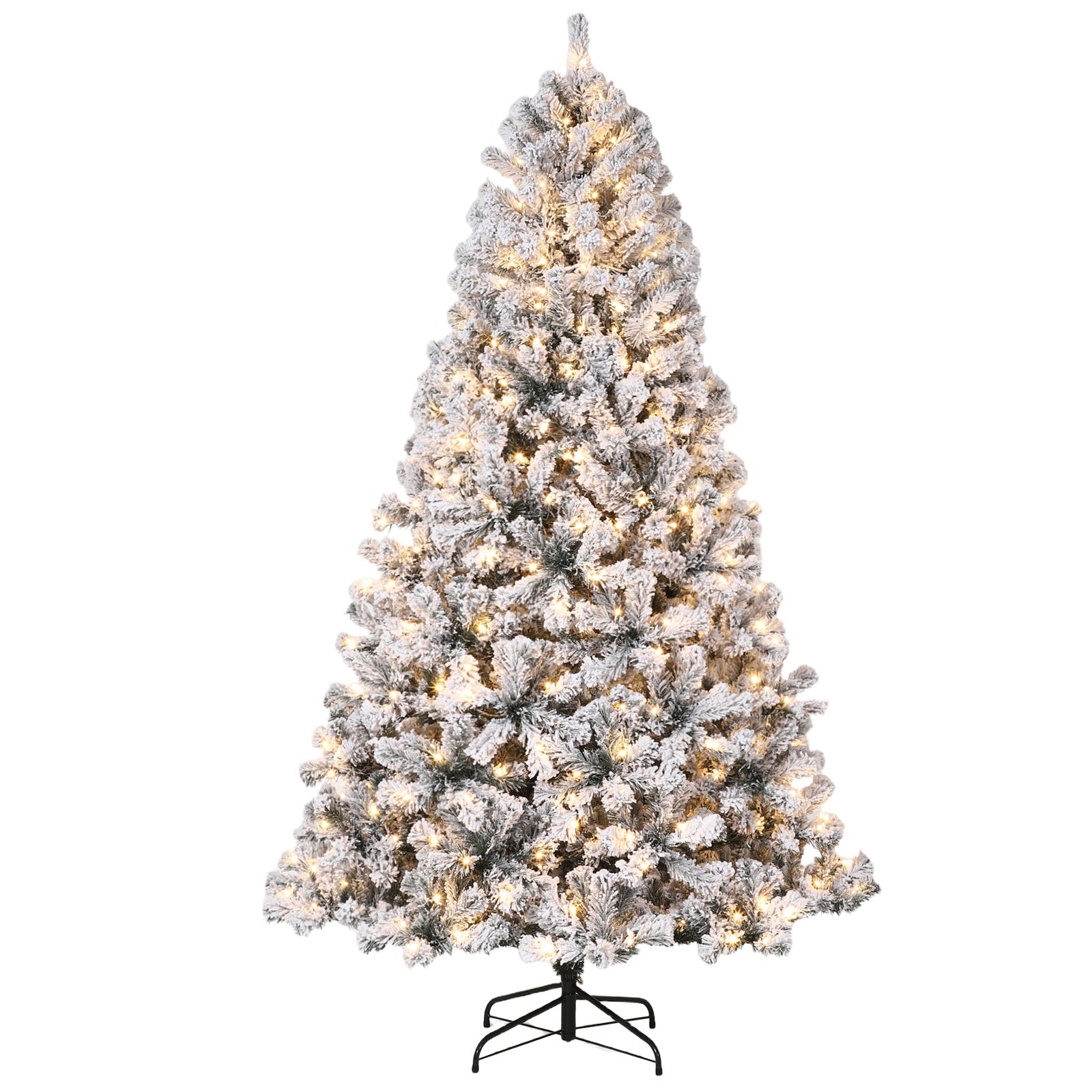 Garvee 9FT Pre-Lit Artificial Christmas Tree with 660 Warm White LEDs, Snow-Flocked 2096 PVC Branches, Foldable Stand, Easy Assembly for Home Office