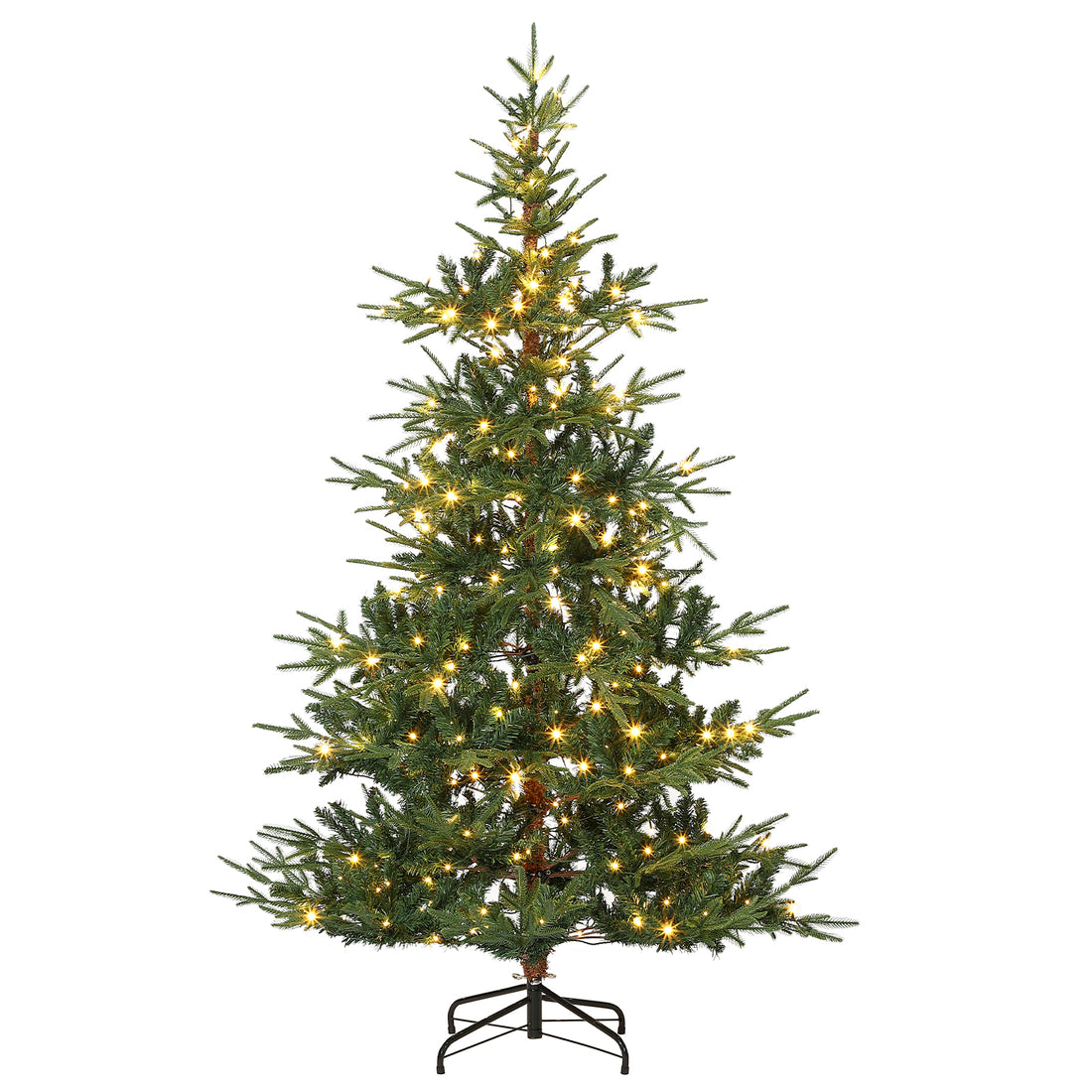 Garvee 6ft Aspen Fir Christmas Tree with 300 Warm White LEDs, 678 PE & PVC Branch Tips, Hinged Design, Metal Stand, Prelit Xmas Tree for Home & Party