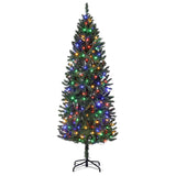 Garvee 6ft Pre-Lit Pencil Christmas Tree with 250 LED Lights, 566 PVC Branch Tips, Metal Stand, Slim Design, Hinged Branches for Home & Office - Green