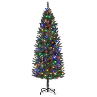 Garvee 6ft Pre-Lit Pencil Christmas Tree with 250 LED Lights, 566 PVC Branch Tips, Metal Stand, Slim Design, Hinged Branches for Home & Office
