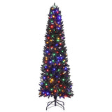 Garvee 6ft Pre-Lit Black Pencil Christmas Tree with 250 LED Lights, 571 PVC Branch Tips, Metal Stand, Slim Design for Home Office - Black