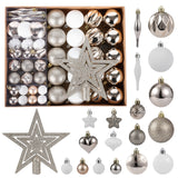 Garvee Christmas Ball Ornament Set, 72Pcs Plastic Shatterproof Christmas Xmas Tree Hanging Decorations, for Indoor Home Thanksgiving Halloween Party Decor - Champagne White - Champagne White