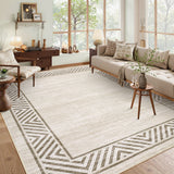 Garvee Room Decor Carpet Geometric Printed Area Rug for Living Room Bedroom 10x13ft Beige Soft Washable Non-Slip Low Pile - Beige