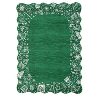 Garvee Christmas Area Rug Washable Scalloped Bedroom Carpet with Non-Slip Backing, Non-Shedding Low Pile Indoor Floor Carpet, Foldable Accent Rug for Living Room, Nursery