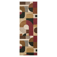 Garvee Boho Geometric Runner Rug – Soft Low Pile, Washable, Non-Slip Hallway Carpet for Kitchen, Bedroom, Laundry, Entryway – Burgundy/Brown Multi Red – 2x6ft