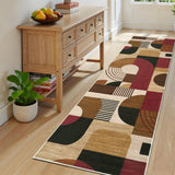 Garvee Boho Geometric Runner Rug – Soft Low Pile, Washable, Non-Slip Hallway Carpet for Kitchen, Bedroom, Laundry, Entryway – Burgundy/Brown Multi Red – 2x6ft - Burgundy/Brown Multi