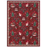 Garvee Christmas Area Rug 8x10 - Festive Trellis Design, Machine Washable, Faux Wool, Non-Shedding Low Pile, Non-Slip Backing, Red - Living Room, Bedroom, Office