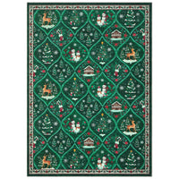 Garvee Christmas Area Rug 9x12 Green Festive Design Non-Slip Washable Polyester Low Pile Soft Durable Living Room Bedroom