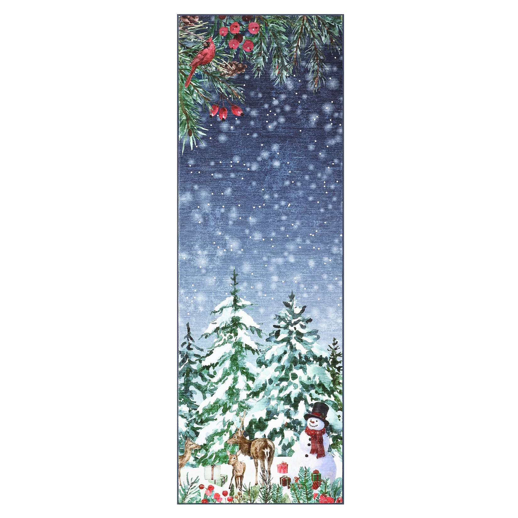 Garvee Christmas Runner Rug 2x8 Non-Slip Washable Polyester Low Pile Soft Faux Wool Cozy Holiday Floor Mat for Hallway Bedroom Living Room