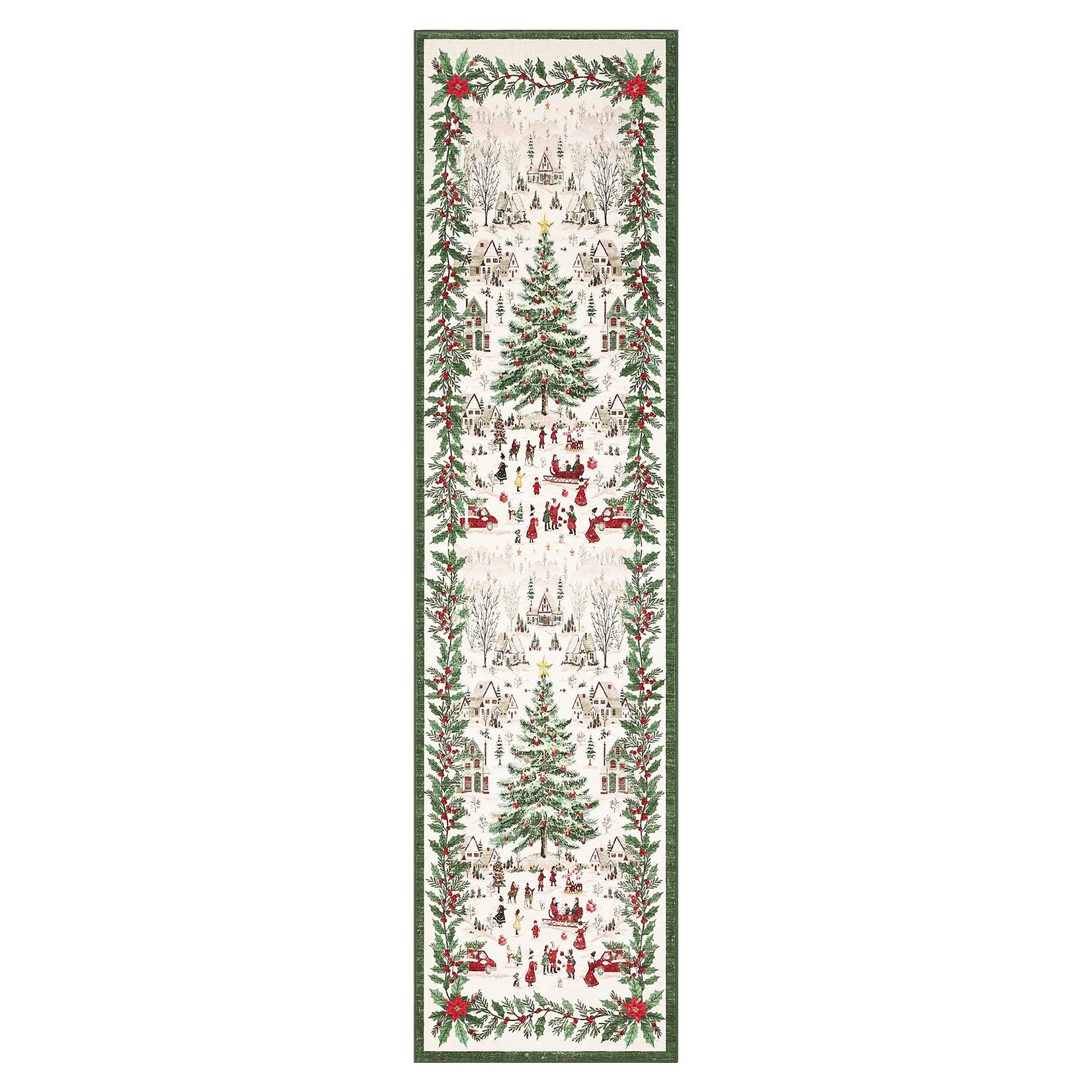 Garvee Hallway Runner Rug 2x10 Christmas Low Pile Non-Slip Polyester Stain-Resistant Foldable Entryway Kitchen Mat