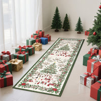 Garvee Christmas Runner Rug 2x8 Non-Slip Washable Polyester Soft Faux Wool Holiday Decor for Hallway Bedroom Living Room