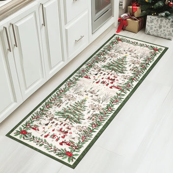 Garvee Christmas Runner Rug 2x6 Red Polyester Non-Slip Soft Faux Wool Washable Foldable Holiday Decor for Living Room Hallway