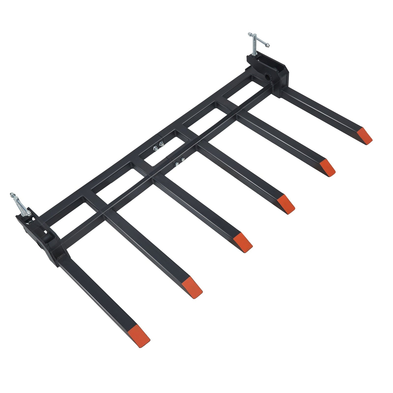 Garvee Heavy Duty Clamp On Debris Forks for 60" Tractor Bucket, 4400 LB Capacity, Quick Attach 6 Tines Pallet Forks, Rust Resistant for Farm, Warehouse, Black