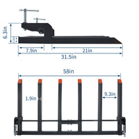 Garvee Heavy Duty Clamp On Debris Forks for 60" Tractor Bucket, 4400 LB Capacity, Quick Attach 6 Tines Pallet Forks, Rust Resistant for Farm, Warehouse, Black